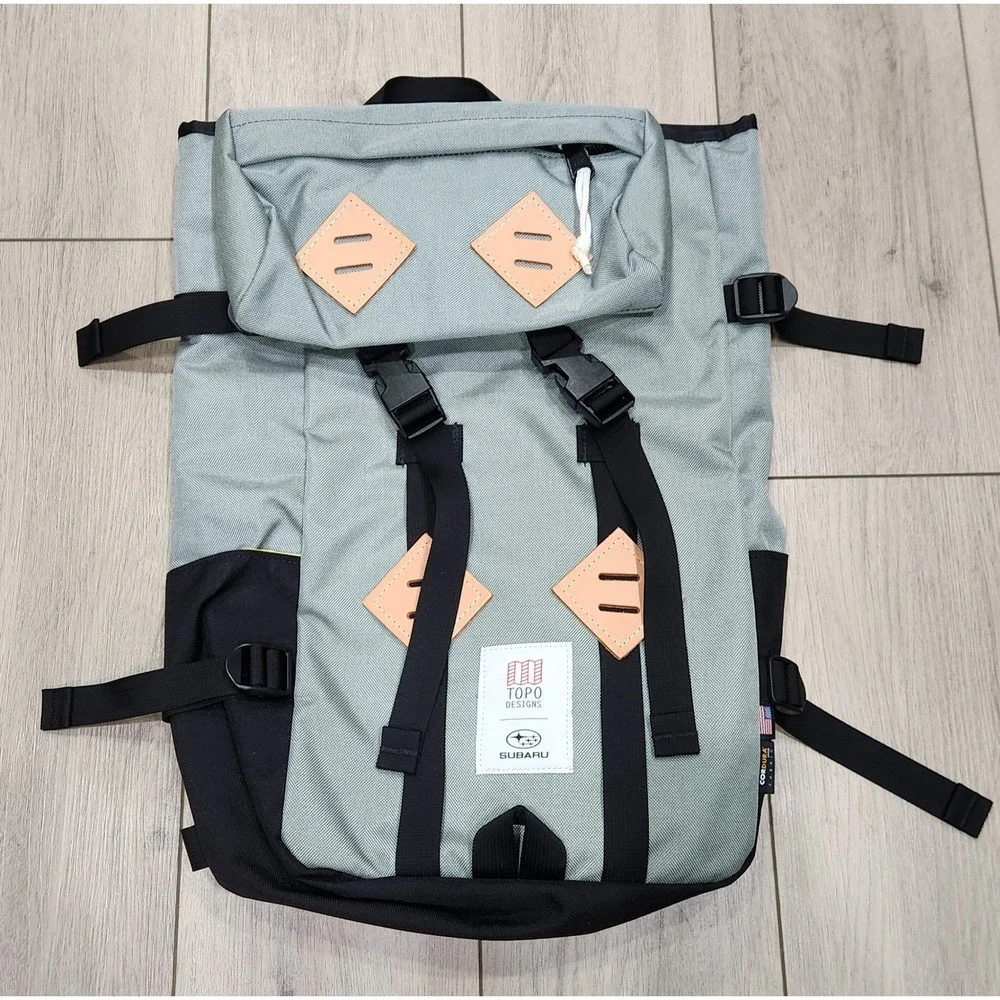 Topo Designs Subaru Collab Rolltop Backpack Gray Outdoor Adventure Travel‎ Work